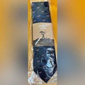 New The Brothers At Otaa Navy Blue Microfiber Mens Tie W/ Pink Flamingos